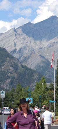 Megan in Banff with Cascade Mountain in the background